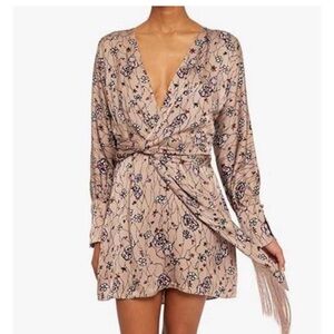 Joie Tan Floral Wrap Dress